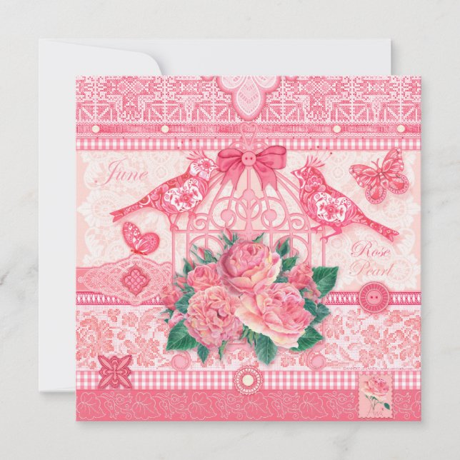 Birth Flower and Gem June Birdcage Card (Front)