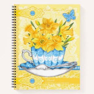 Birth Flower and Gem March Lace Lrge Notebook