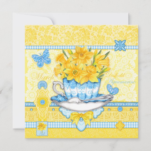 Birth Flower and Gem March Teacup Card (Front)