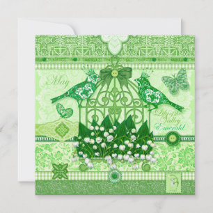 Birth Flower and Gem May Birdcage Card