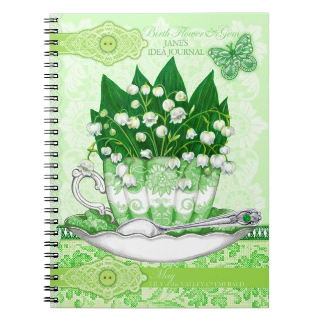 Birth Flower and Gem May Lace Notebook (Front)