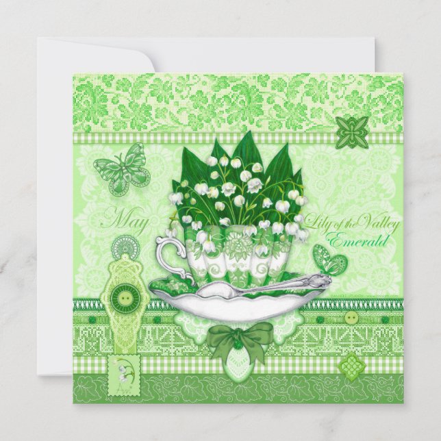 Birth Flower and Gem May Teacup Card (Front)