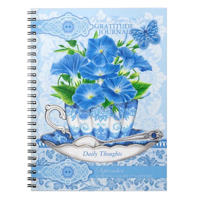 Birth Flower and Gem September Lace Notebook (Front)