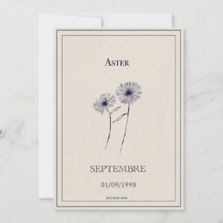 Birth flower card September aster.