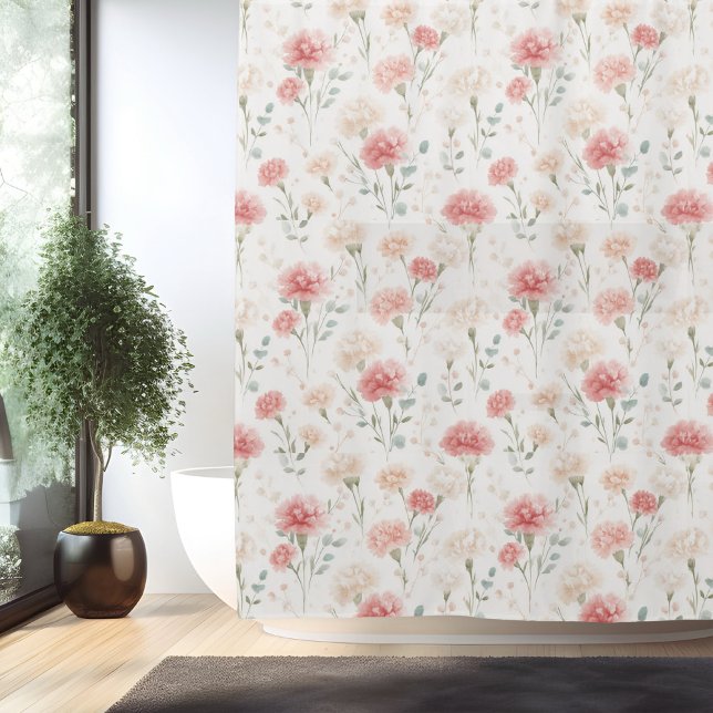 Birth Flower Jan Carnation Shower Curtain (Creator Uploaded)