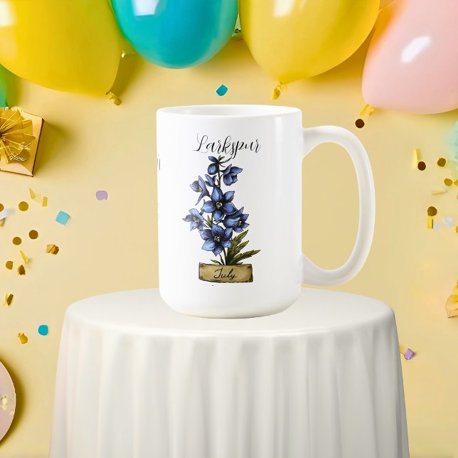 Birth Flower JULY Birthday Larkspur Coffee Mug (Birth Flower JULY Birthday Larkspur Coffee Mug
)