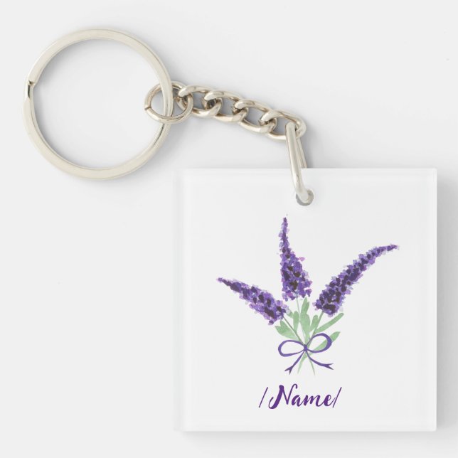 Birth Flower Lavender Holiday gift Key Ring (Front)