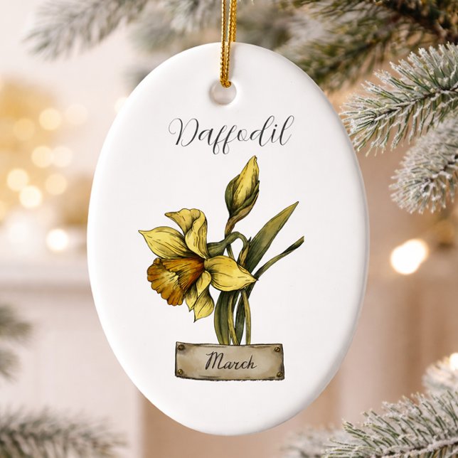 Birth Flower MARCH Birthday Daffodil Ceramic Tree Decoration (Creator Uploaded)