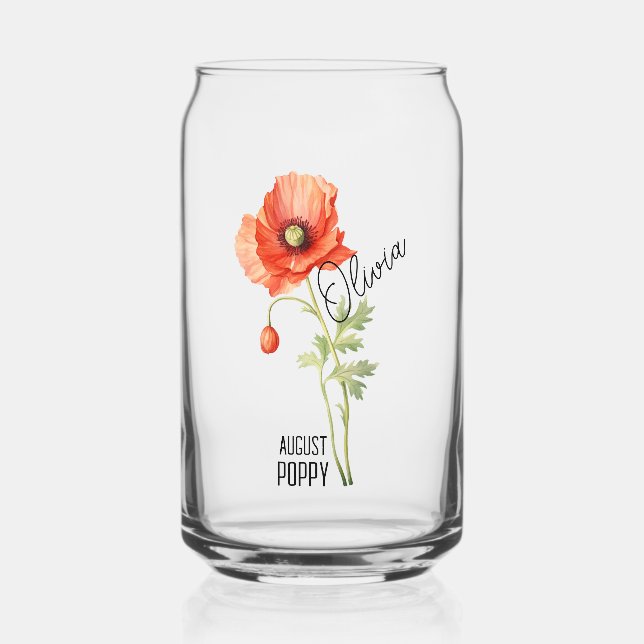Birth Flower Month August Poppy Name Tote Bag Can Glass (Front)