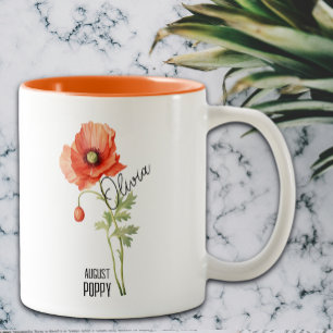 Birth Flower Month August Poppy Name Two-Tone Coffee Mug
