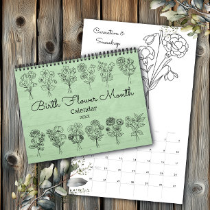 Birth Flower Month Boho Calendar