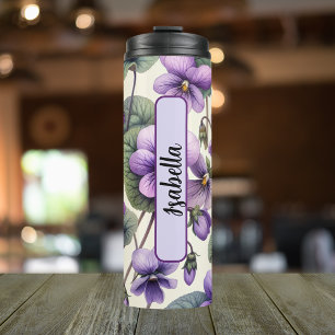 Birth Flower Month February Personalised 16 oz Thermal Tumbler