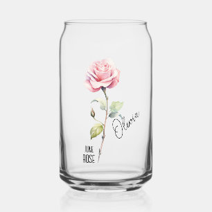 Birth Flower Month June Rose Name Can Glass