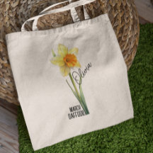 Birth Flower Month March Daffodil Name Tote Bag