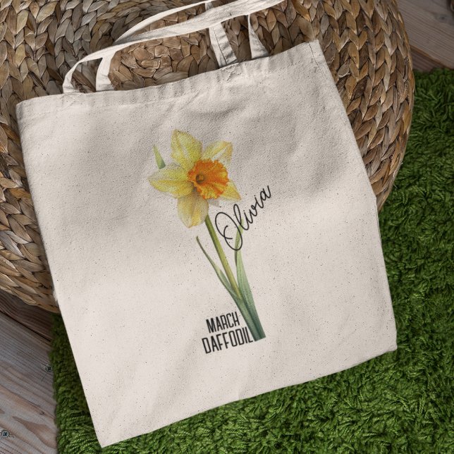 Birth Flower Month March Daffodil Name Tote Bag (Creator Uploaded)
