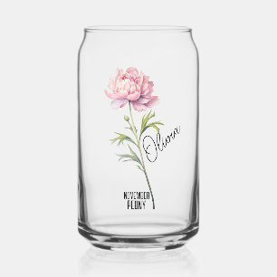 Birth Flower Month November Peony Name Can Glass