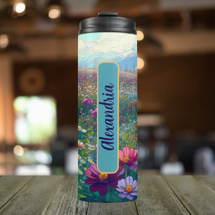 Birth Flower Month September Aster Personalised Thermal Tumbler