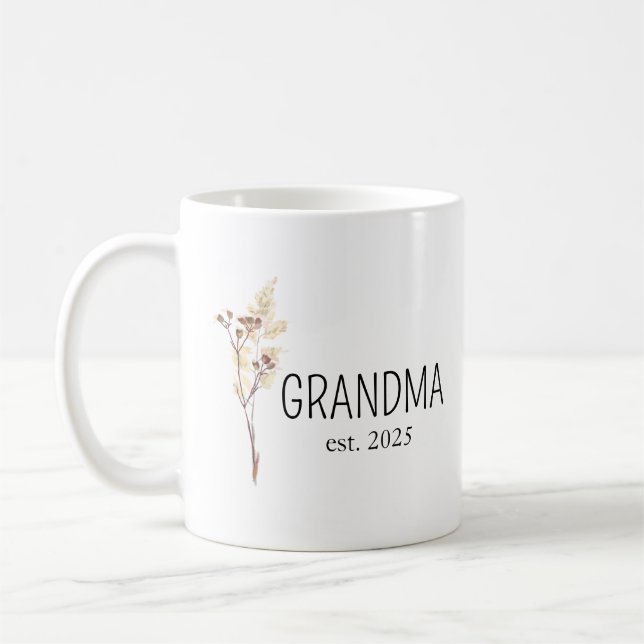 Birth Flower Mug,Personalised Pottery Mug Family G (Left)