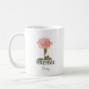 Birth Flower NOVEMBER Birthday Peony Pink Coffee Mug