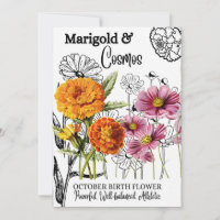 Birth Flower, October, Marigold, Cosmos, Birthday