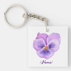Birth Flower Pansies Holiday gift Key Ring