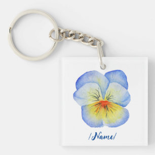 Birth Flower Pansies Viola Holiday gift Key Ring