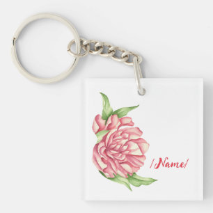 Birth Flower Peony Holiday gift Key Ring
