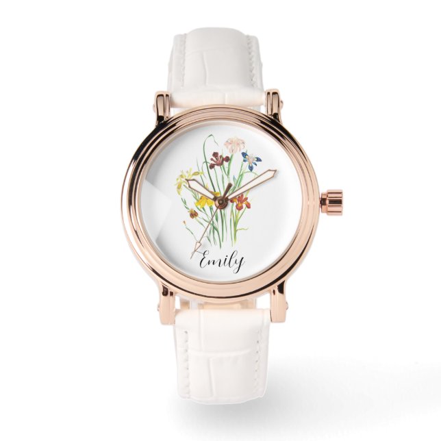 Birth Flower  - Personalised Birth Flower Watch (Front)