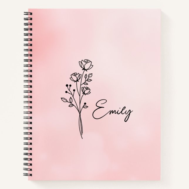 Birth Flower Personalized Journal, Birth Month Flo Notebook (Front)