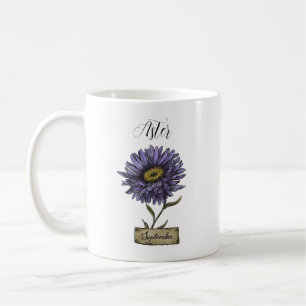 Birth Flower SEPTEMBER Birthday Purple Aster Coffee Mug