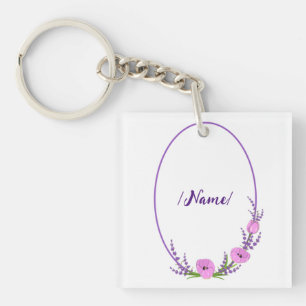 Birth Flower Tulips Lavender Holiday gift Key Ring