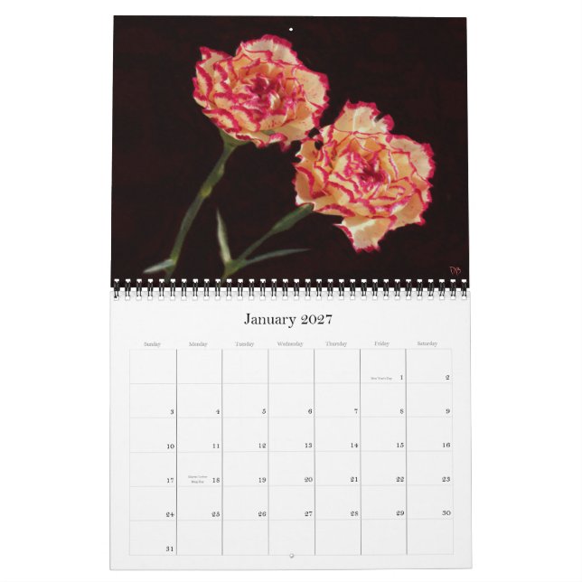 Birth-Month Floral Calendar (Jan 2027)