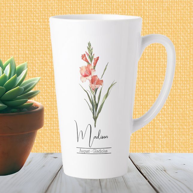 Birth Month Flower August Gladiolus Latte Mug (Creator Uploaded)