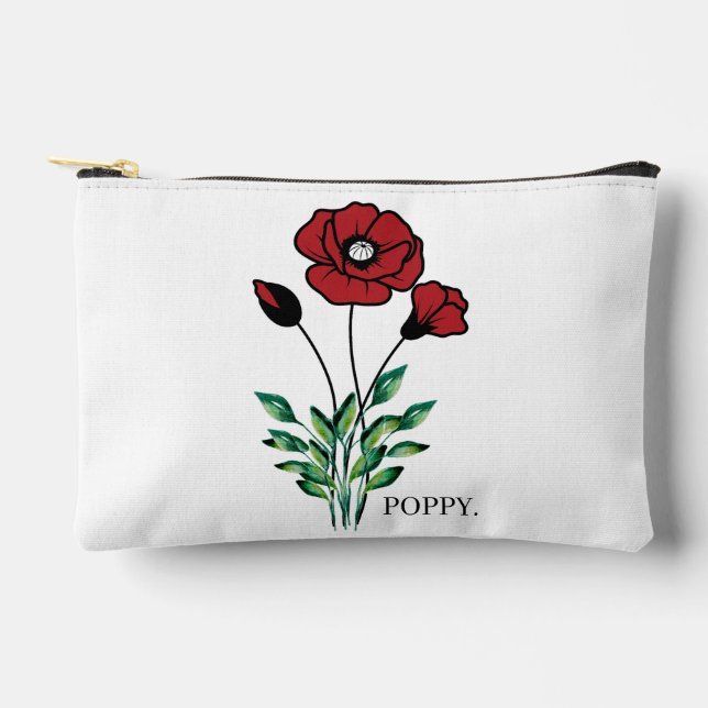 Birth Month Flower August Poppy  Accessory Pouch (Front)