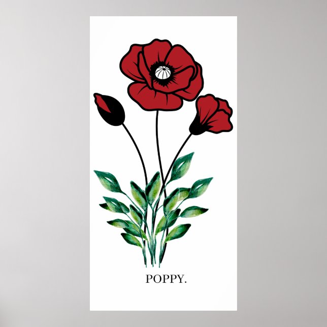 Birth Month Flower August Poppy Poster. Poster (Front)