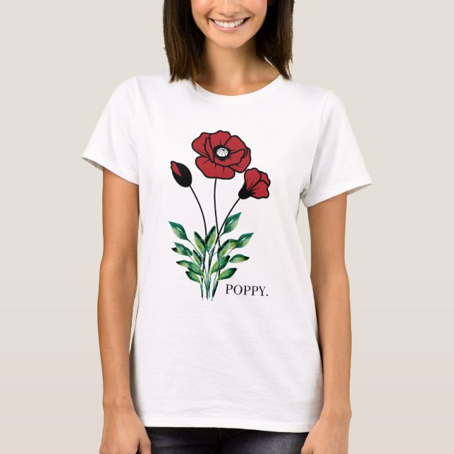 Birth Month Flower August Poppy  T-Shirt (Front)