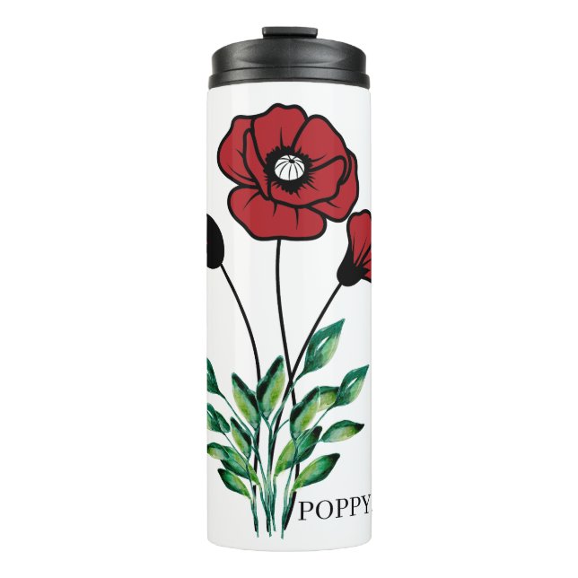 Birth Month Flower August Poppy  Thermal Tumbler (Front)
