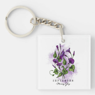 Birth Month Flower Born in September Morning Glory Key Ring