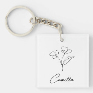 Birth Month Flower custom name, Personalised name, Key Ring