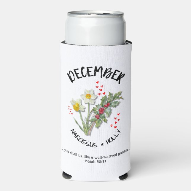 Birth Month Flower DECEMBER Christian Seltzer Can Cooler (Seltzer Front)