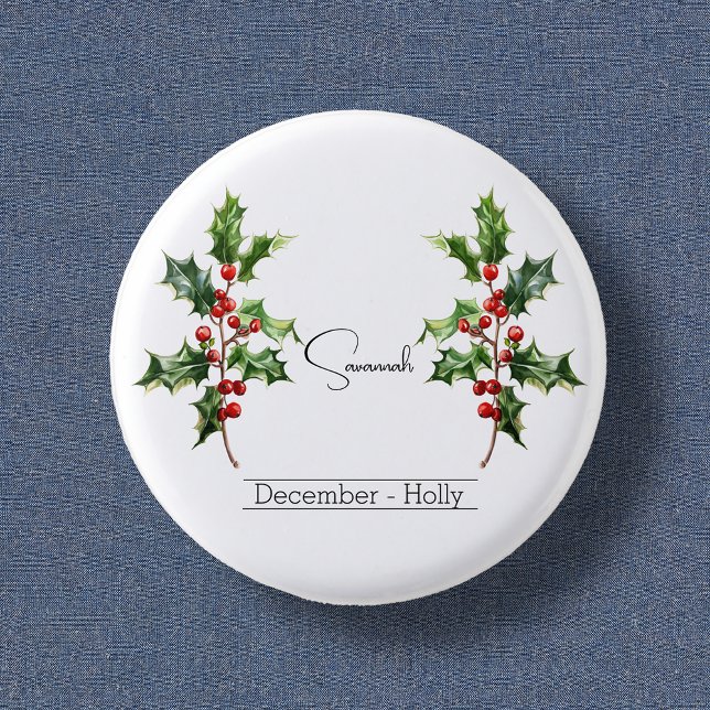 Birth Month Flower December Holly 3 Cm Round Badge (Creator Uploaded)