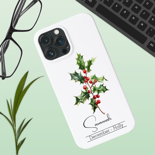 Birth Month Flower December Holly Case-Mate iPhone Case (Creator Uploaded)