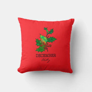 Birth Month Flower December Holly Cushion