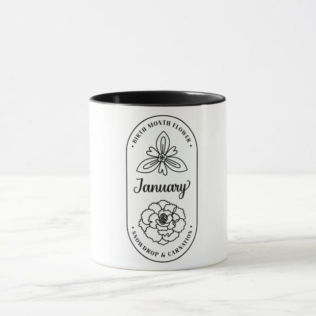 Birth  Month Flower January Carnation Mug (Center)