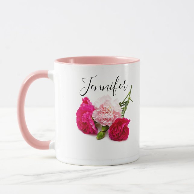 Birth month flower -January personalised Mug (Left)