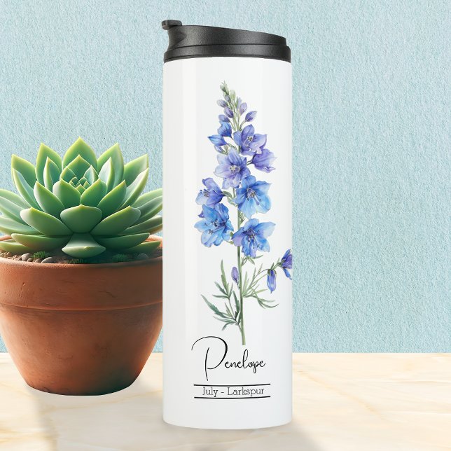 Birth Month Flower July Larkspur Thermal Tumbler (Creator Uploaded)