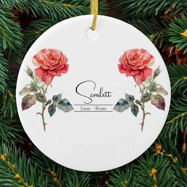 Birth Month Flower June Rose Ceramic Tree Decoration (Creator Uploaded)