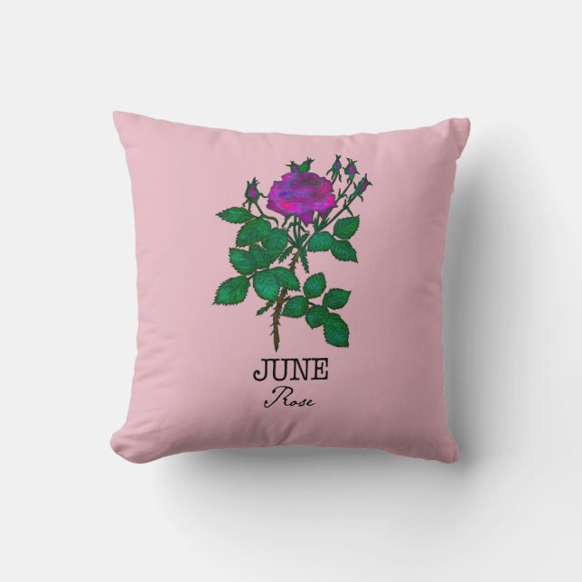 Birth Month Flower June Rose Cushion (Front)