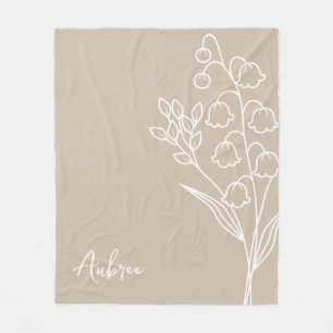 Birth Month Flower, Mai Calligraphy Name Fleece Blanket