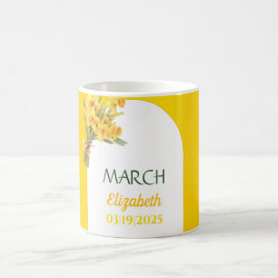 Birth Month Flower March Daffodil Personalised Coffee Mug